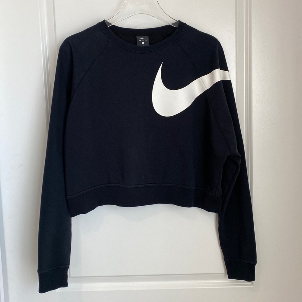 Nike Large Swoosh Logo Cropped Sweatshirt SIZE LARGE EUC